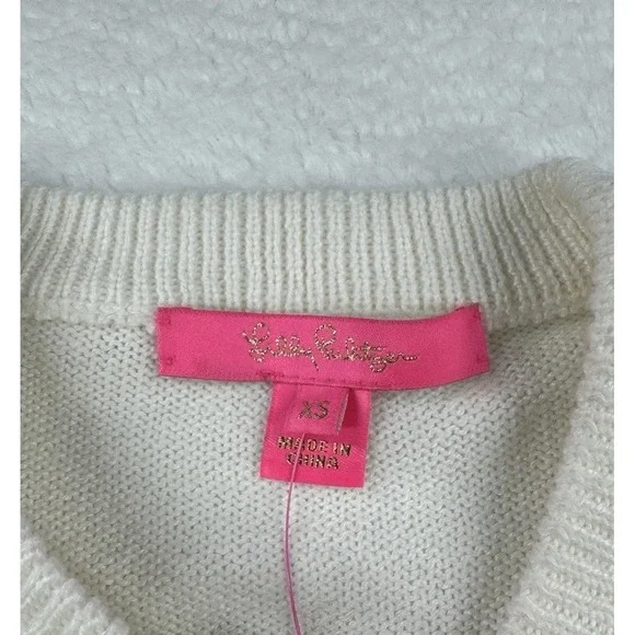 Lilly Pulitzer  Sweater Cheers To The Weekend Size XS Red White‎ Blue Stripe - Picture 13 of 15